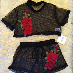 Mesh Crop Top and Shorts Set